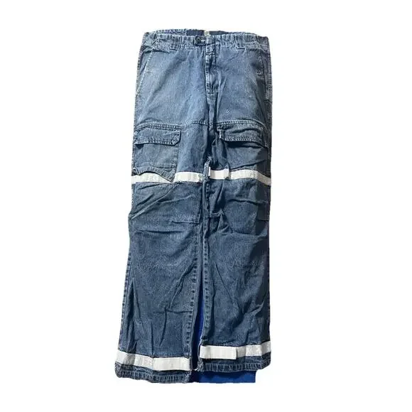 Vintage Le Jean De Marithe Francois Girbaud Shuttle Strap Denim Jeans 36 Baggy